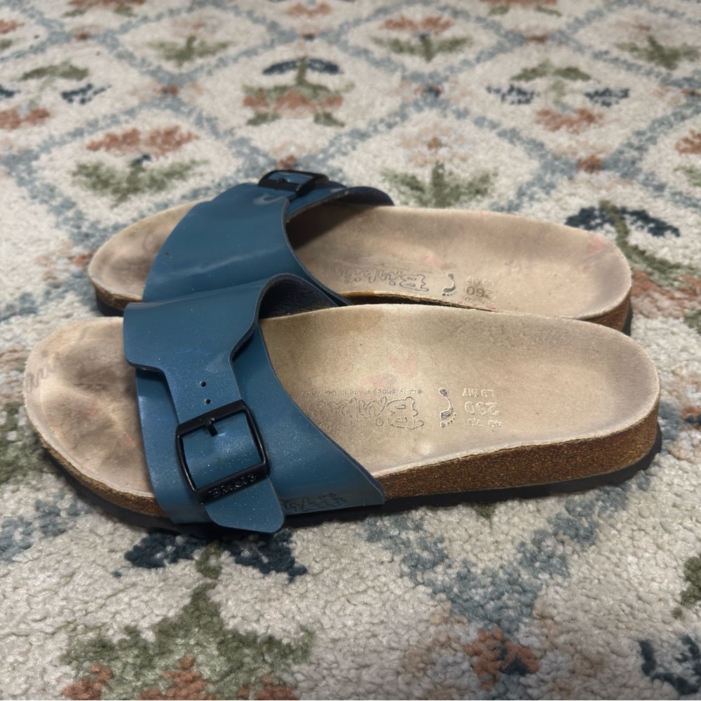 Birkis by Birkenstock Metallic Blue Sandals Women’s Size 9 made in Germany